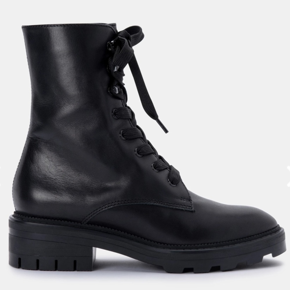 New Anthropologie Dolce Vita Clear Lottie Black Lace Zip Combat Boots Leather